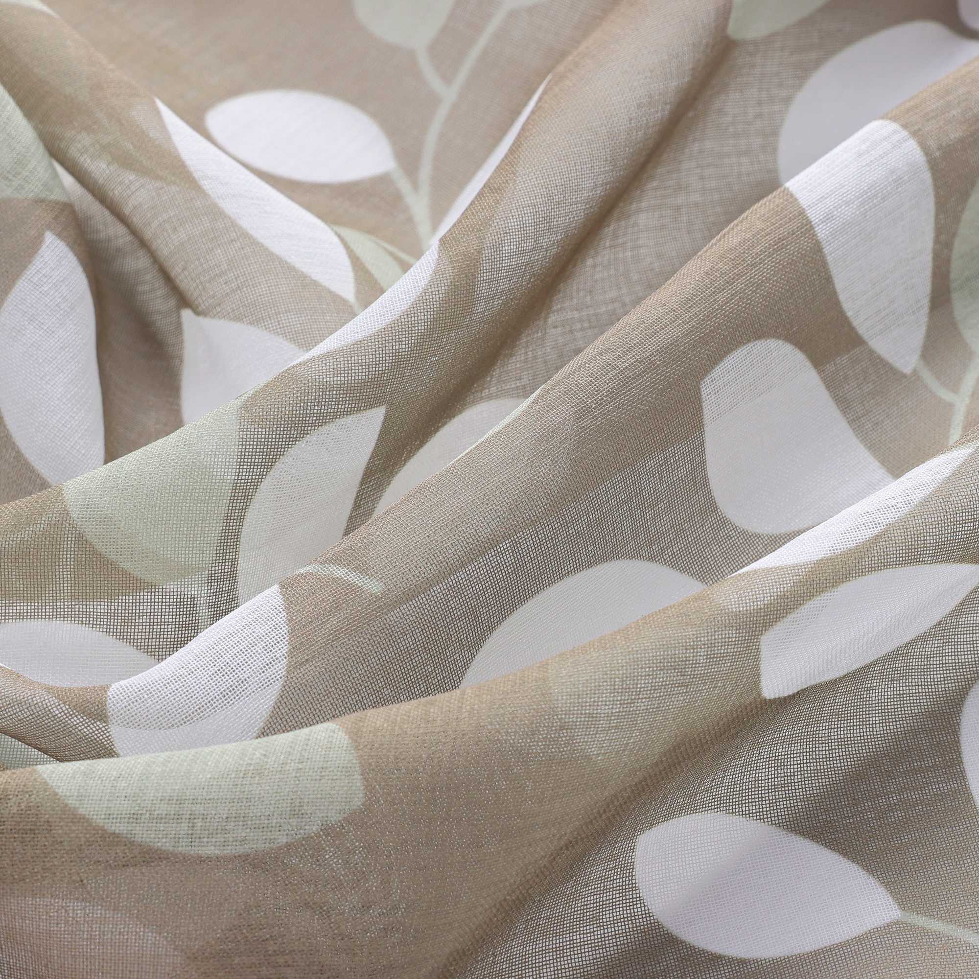 Hook-and-Loop Sliding Panel Curtains with Leaf Pattern Light-Filtering Set of 2