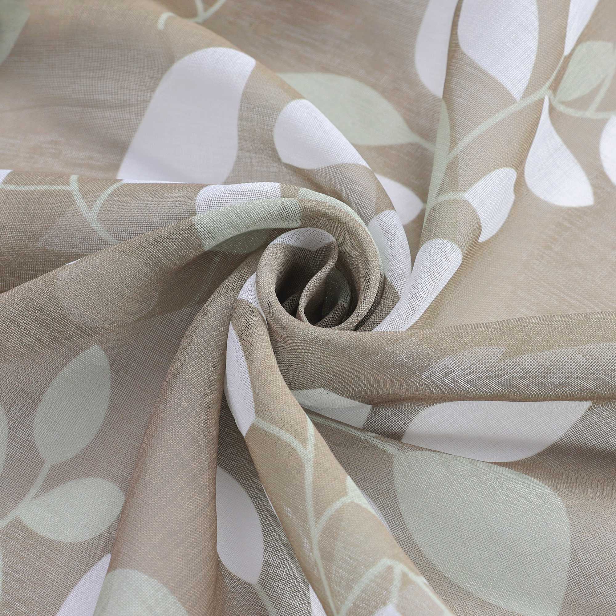 Hook-and-Loop Sliding Panel Curtains with Leaf Pattern Light-Filtering Set of 2