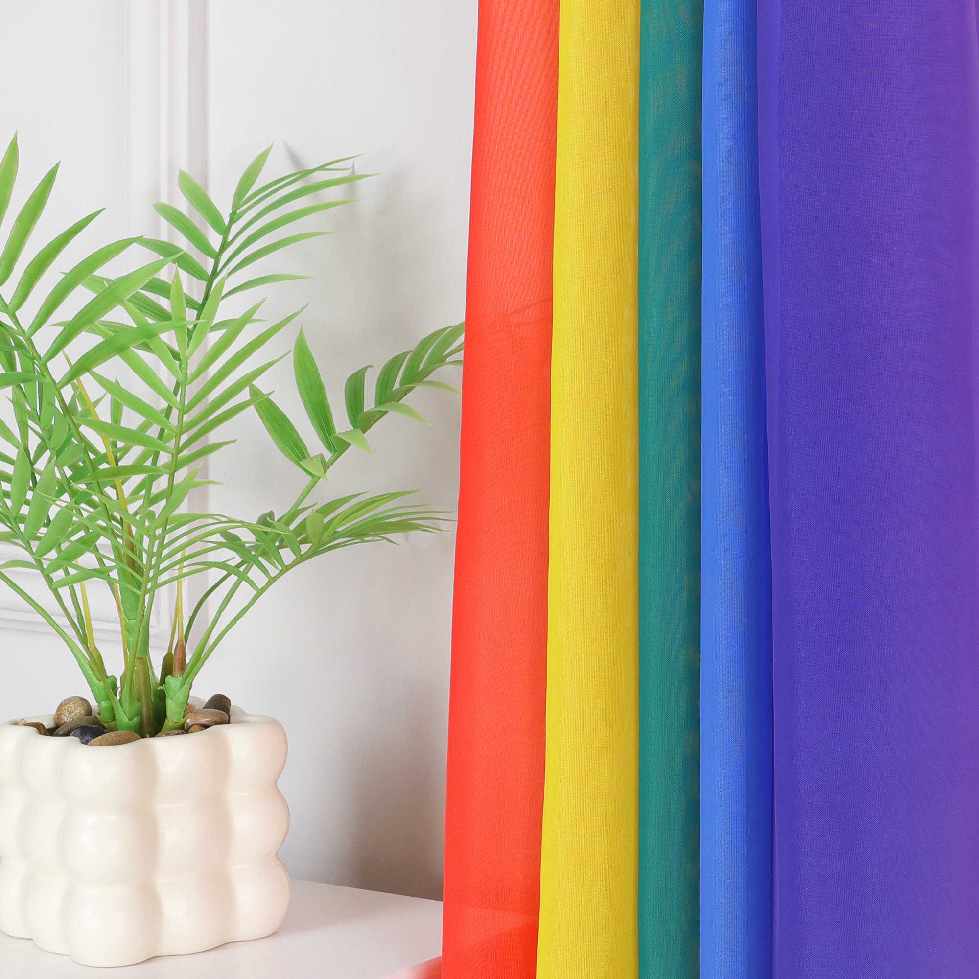 Voile Curtain in Rainbow Colors - Rainbow, W x H 140 x 500cm