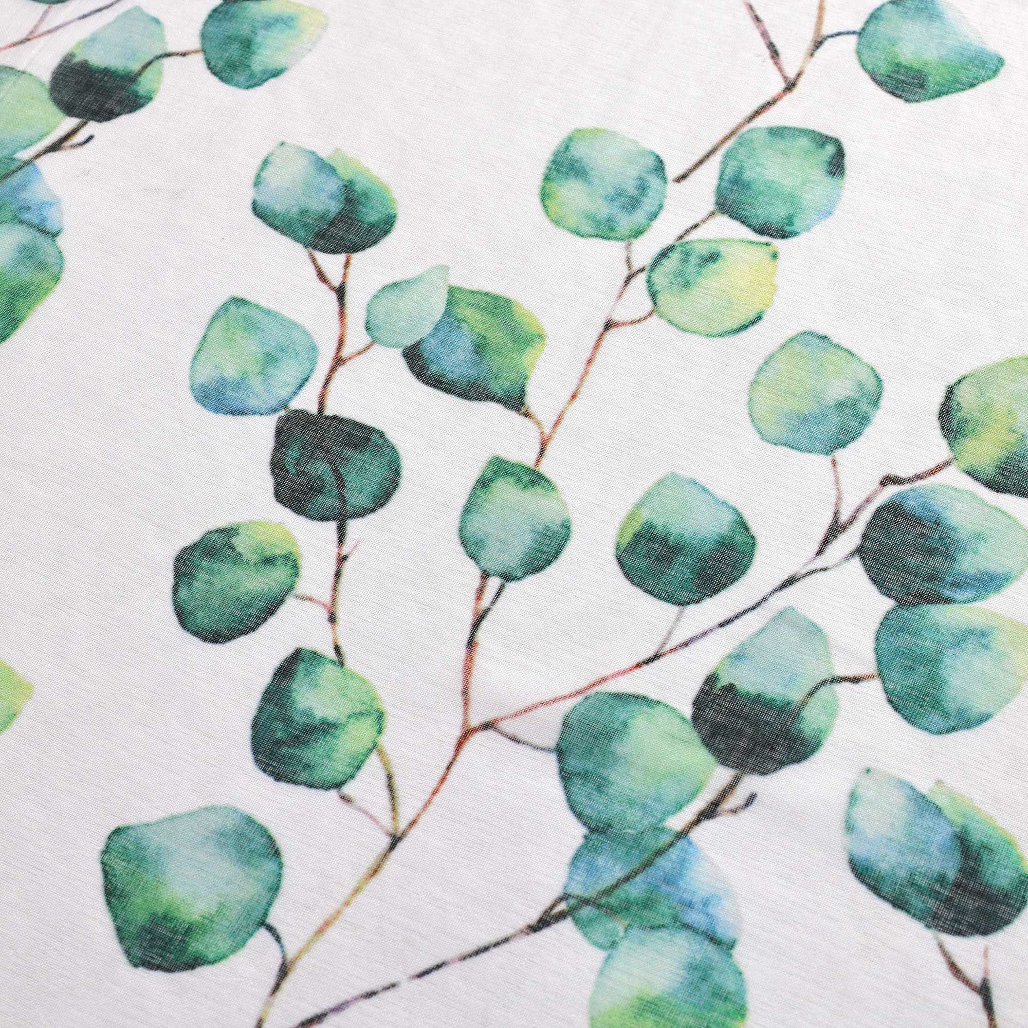 Tab-Top Curtain Sheer Airy Leaf Print 1 Piece