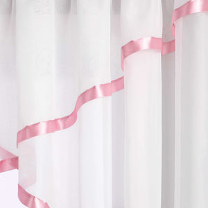Cafe Curtain with Scalloped Edge, Satin Ribbon and Valance - Orange, H x W 145 x 450cm