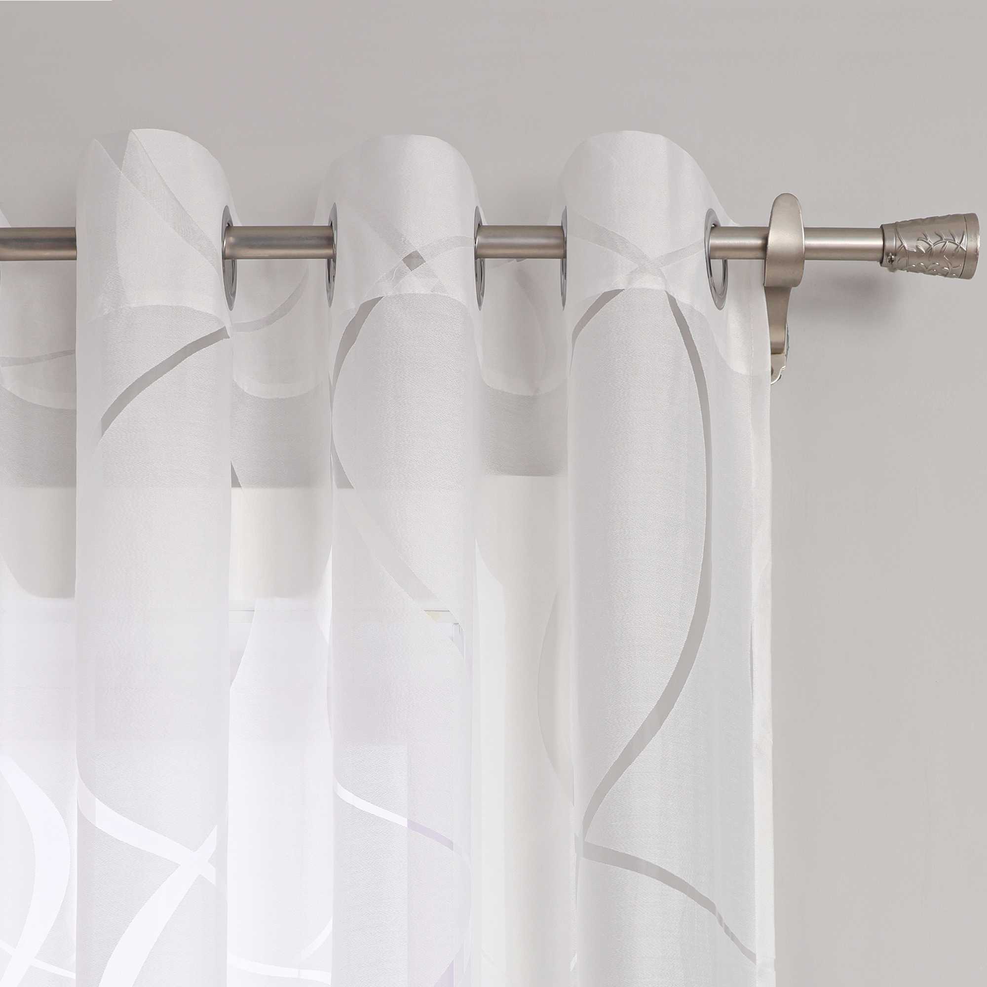 Grommet Curtain with Wave Pattern 1 Piece - White, W x H 140 x 225cm
