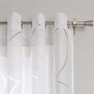 Grommet Curtain with Wave Pattern 1 Piece - White, W x H 140 x 225cm