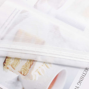 Cafe Curtain with Scalloped Edge, Satin Ribbon and Valance - White, H x W 145 x 600cm