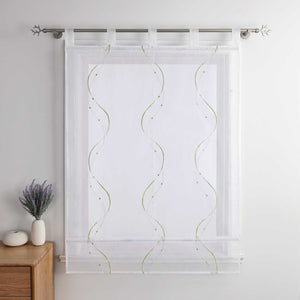 Roman Shade with Tab-Top Hanging and Wave Pattern Embroidery