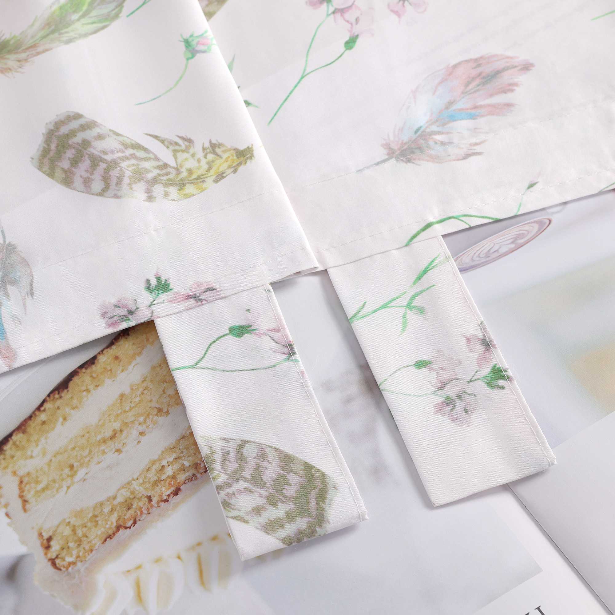 Roman Shade with Tab Tops Voile with Feather Print Semi-Sheer
