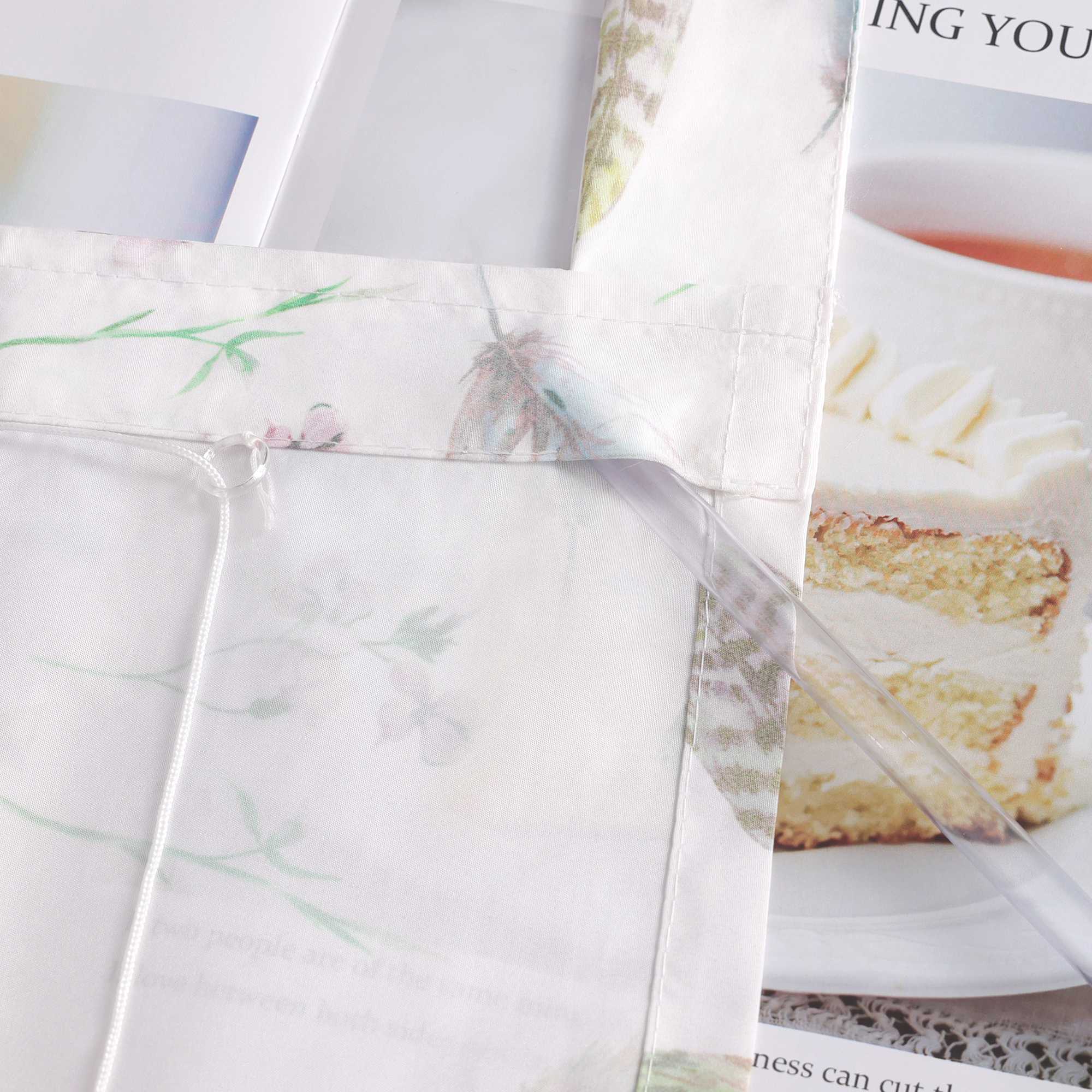 Roman Shade with Tab Tops Voile with Feather Print Semi-Sheer