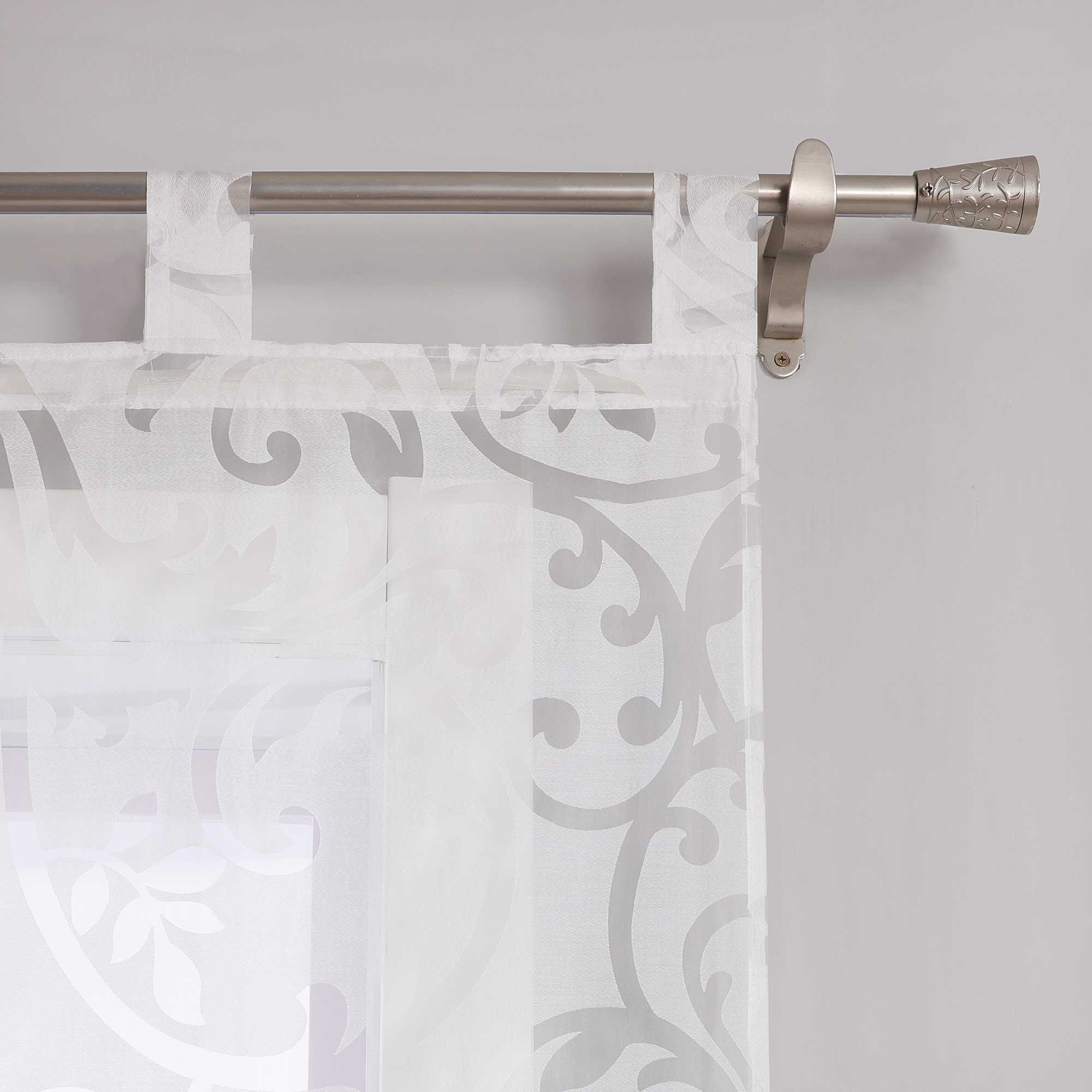 Sliding Panel Curtains Burnout Fabric Panel Curtains with Phoenix-Flower Pattern