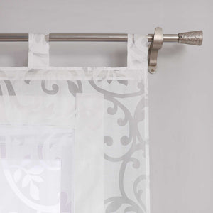 Sliding Panel Curtains Burnout Fabric Panel Curtains with Phoenix-Flower Pattern