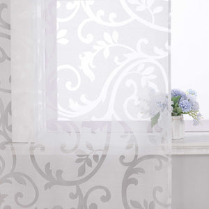 Sliding Panel Curtains Burnout Fabric Panel Curtains with Phoenix-Flower Pattern