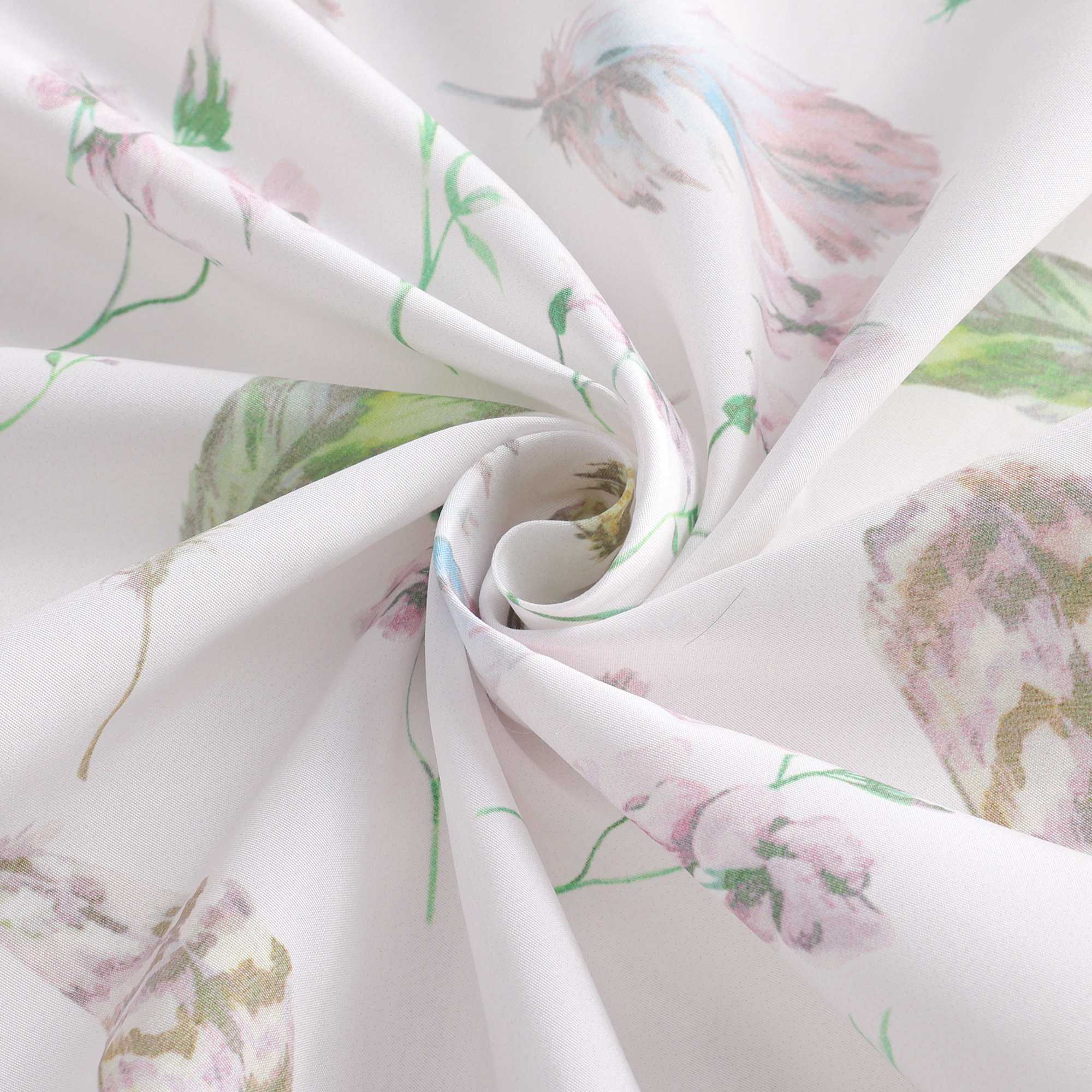 Roman Shade with Tab Tops Voile with Feather Print Semi-Sheer