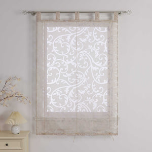 Roman Shade with Floral Pattern Cafe with Tab-Top Hanging 1 Piece