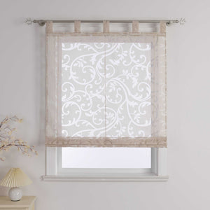 Roman Shade with Floral Pattern Cafe with Tab-Top Hanging 1 Piece