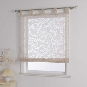 Roman Shade with Floral Pattern Cafe with Tab-Top Hanging 1 Piece