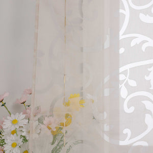 Roman Shade with Floral Pattern Cafe with Tab-Top Hanging 1 Piece
