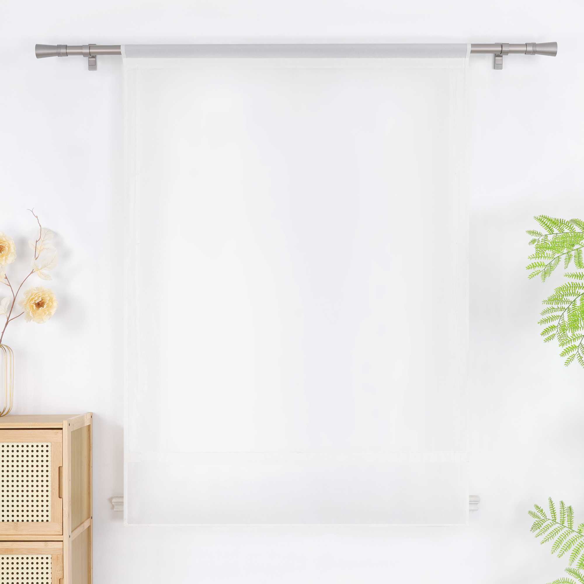 Roman Shade in Solid Color with Rod Pocket - White, W x H 60 x 140cm