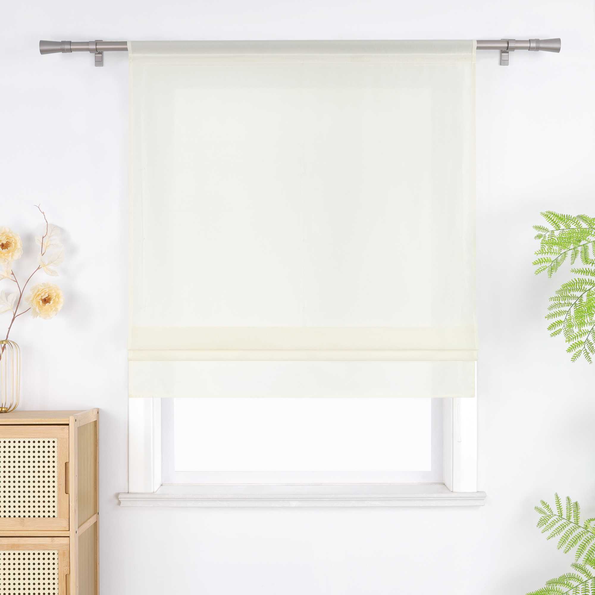 Roman Shade in Solid Color with Rod Pocket
