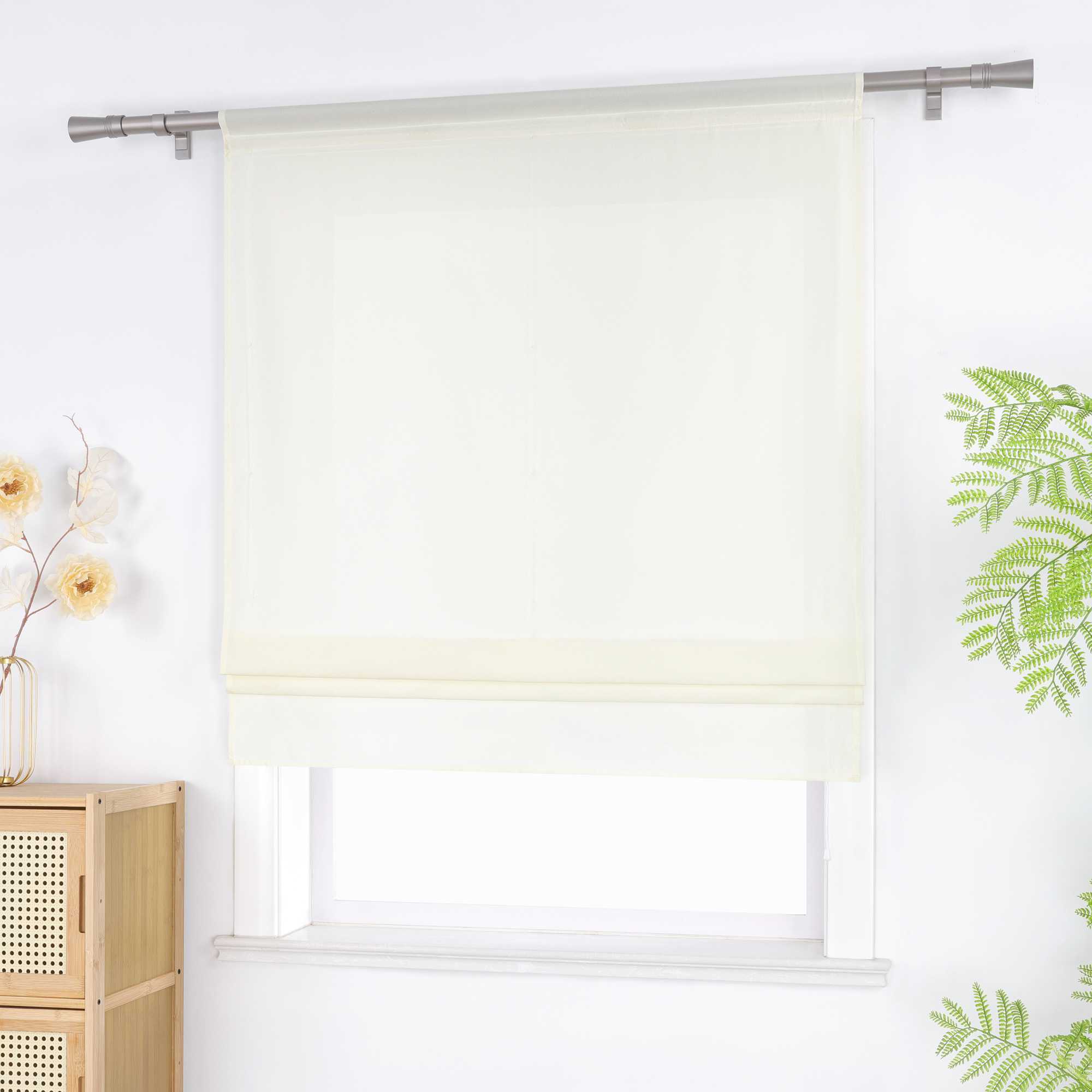 Roman Shade in Solid Color with Rod Pocket