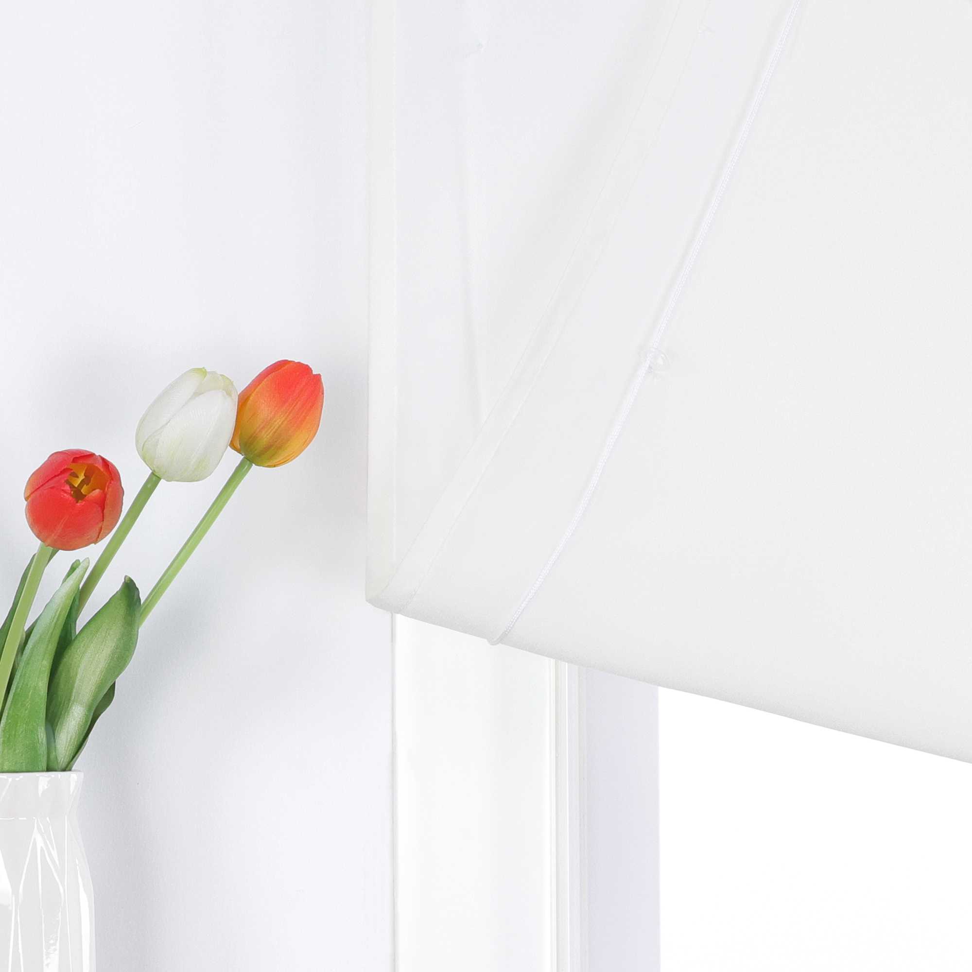 Roman Shade in Solid Color with Rod Pocket - Beige, W x H 100 x 140cm