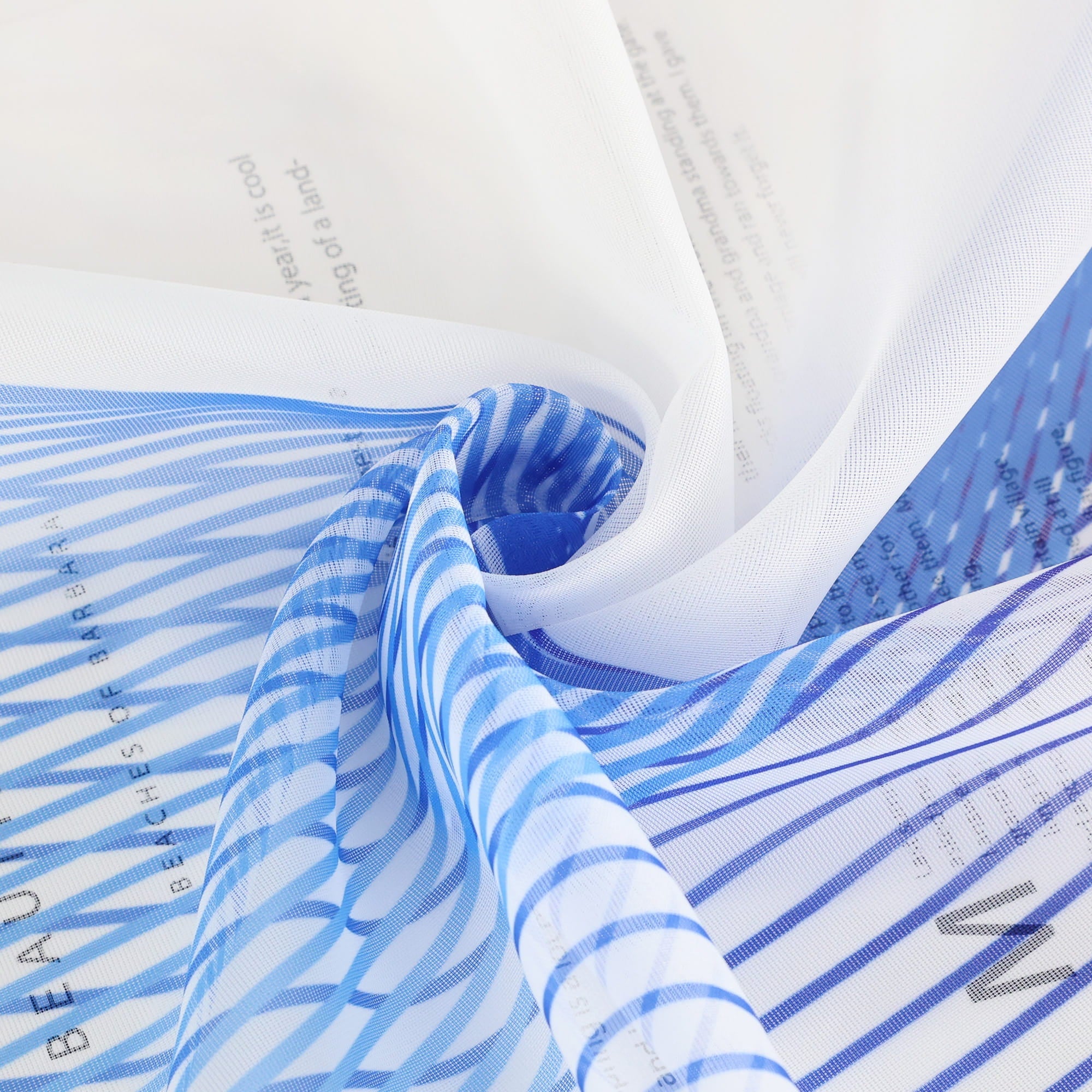 Sliding Panel Curtain Semi-Sheer with Gradient and Wave Pattern Polyester with Tab Tops 2 Pieces