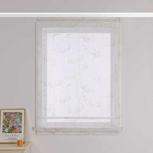 Roman Shade with Lotus Pattern and Hook-and-Loop Tape - Gold, W x H 60 x 140cm