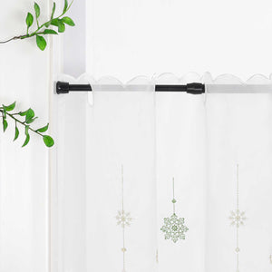 Cafe Curtain with Fir Tree & Snowflakes Christmas - Green, polyester