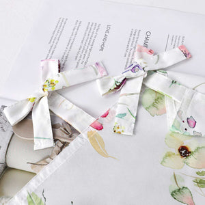 Cafe Curtain with Floral Patterns and Bows 1 Piece - White, W x H 80 x 140cm