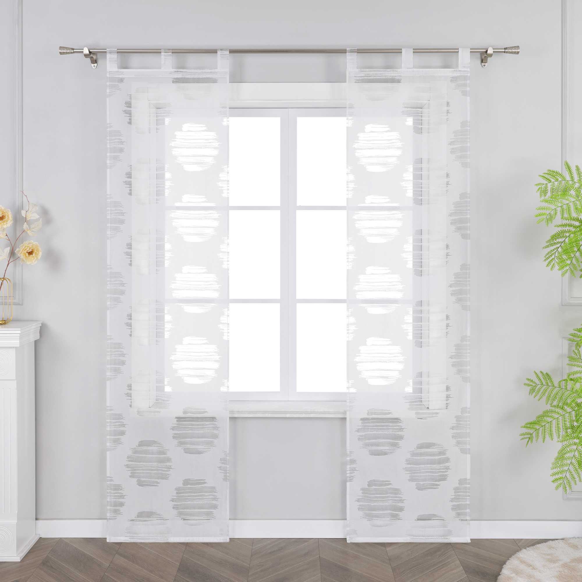 Curtain with Wavy Circle Pattern - Tab-Top Hanging Set of 2