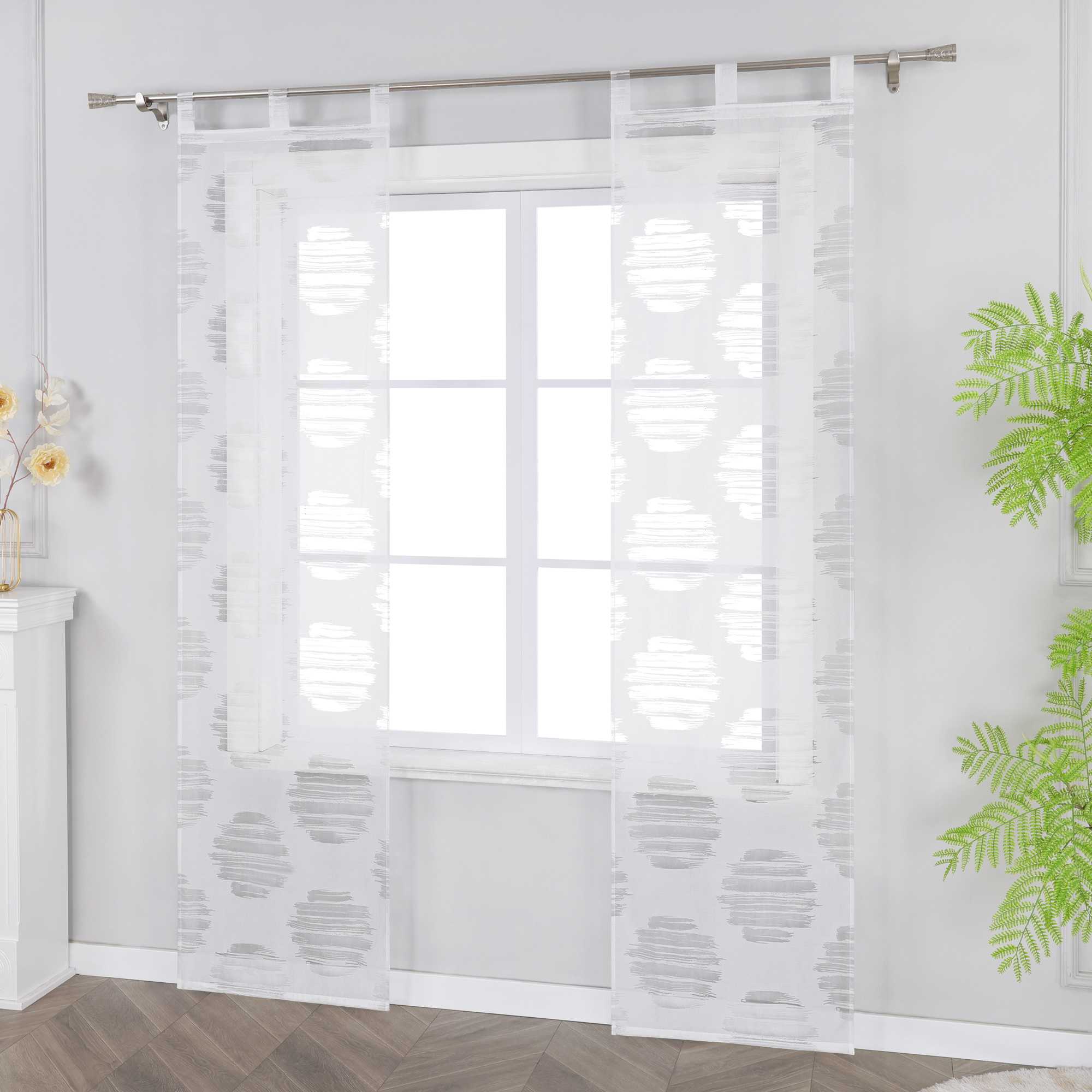 Curtain with Wavy Circle Pattern - Tab-Top Hanging Set of 2