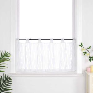 Cafe Curtain with Tab-Top Hanging Modern with Wave Stripes White 1 Piece - White, W x H 120 x 30cm