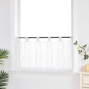 Cafe Curtain with Tab-Top Hanging Modern with Wave Stripes White 1 Piece - White, W x H 90 x 45cm