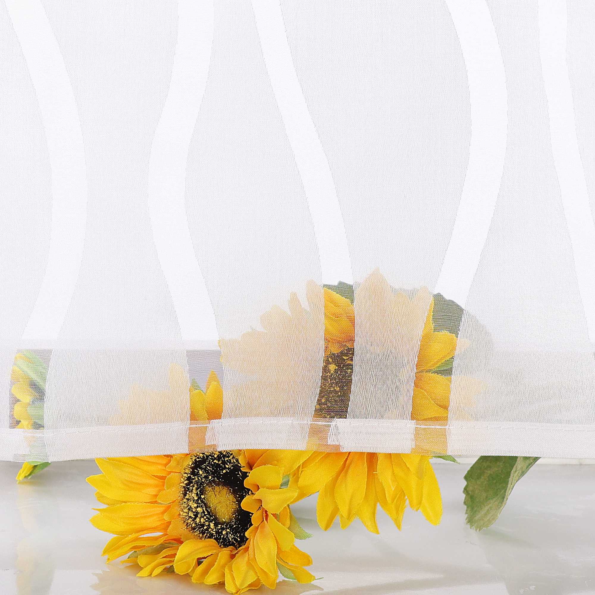 Cafe Curtain with Tab-Top Hanging Modern with Wave Stripes White 1 Piece - White, W x H 120 x 60cm