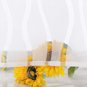 Cafe Curtain with Tab-Top Hanging Modern with Wave Stripes White 1 Piece - White, W x H 120 x 60cm