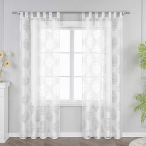 Curtain with Wavy Circle Pattern - Tab-Top Hanging - Gray, W x H 140 x 245cm