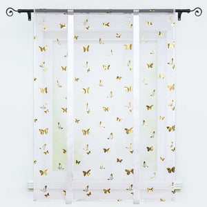 Roman Shades with Butterfly Pattern Adjustable Gathered Folds 1 Piece - Gold, H x W 140 x 100cm