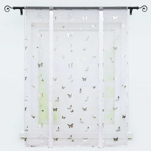 Roman Shades with Butterfly Pattern Adjustable Gathered Folds 1 Piece - Silver, H x W 140 x 80cm