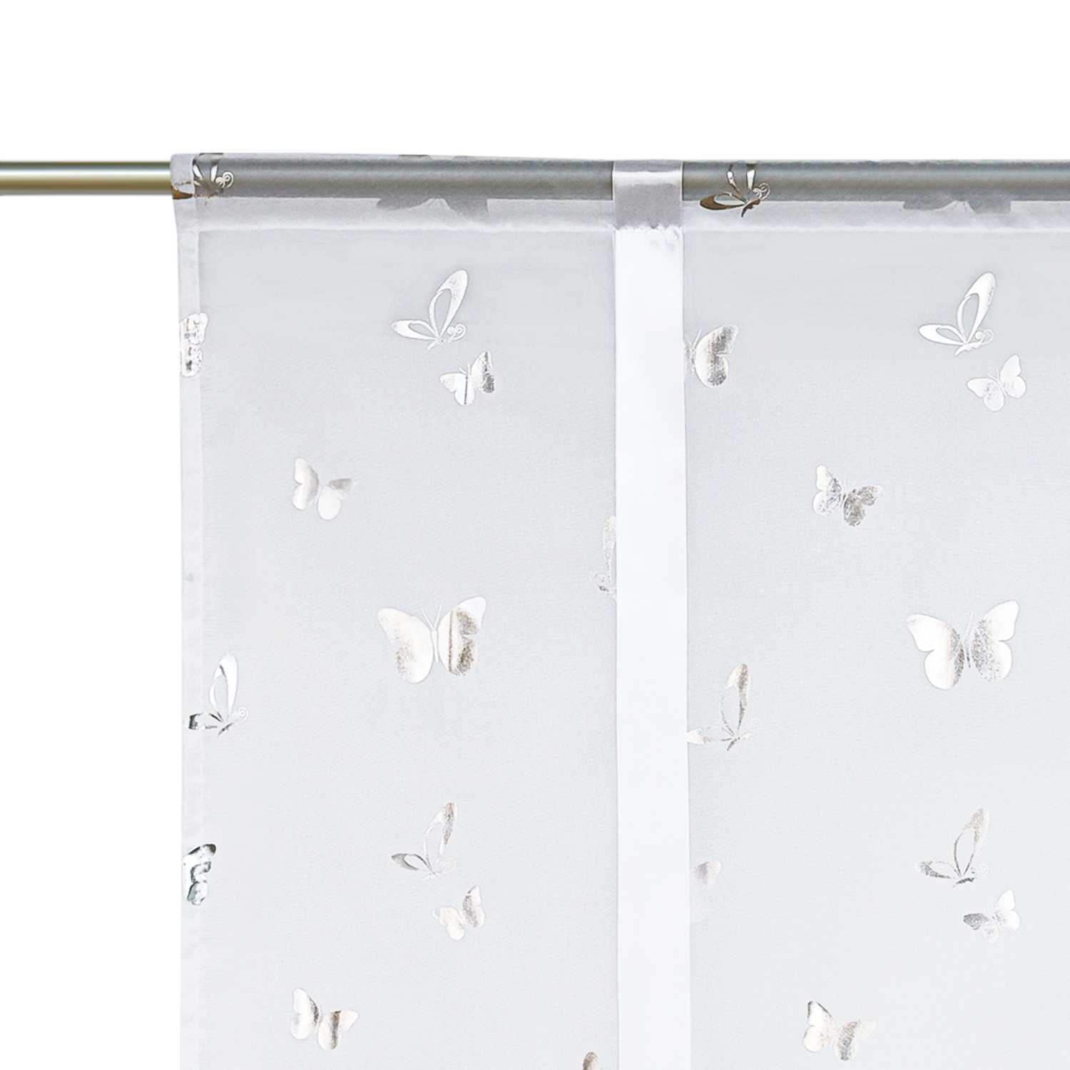 Roman Shades with Butterfly Pattern Adjustable Gathered Folds 1 Piece - Silver, H x W 140 x 100cm