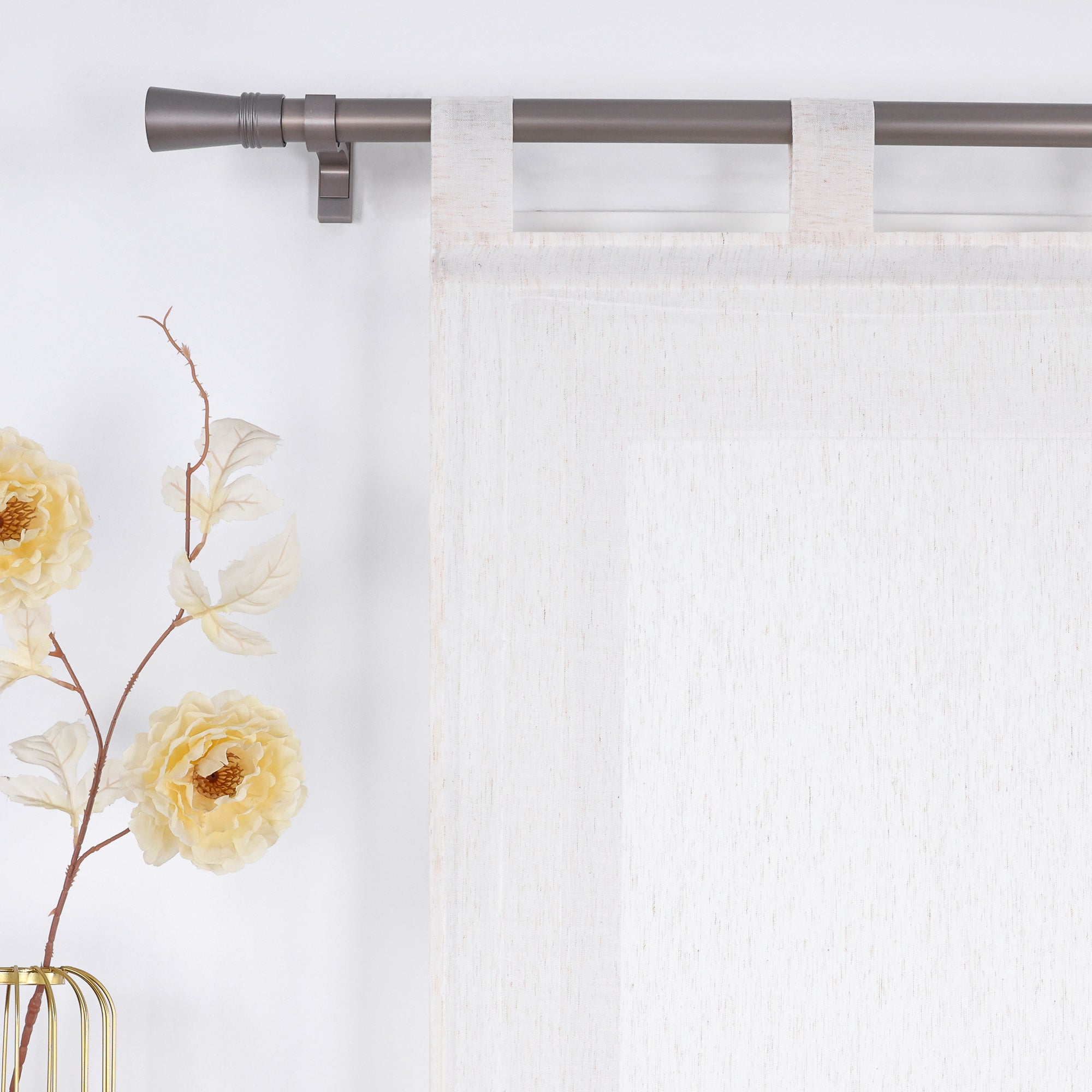 Roman Shade Semi-Sheer with Fine Linen Texture made of Polyester 1 Piece - Tab-Top Panel, W x H 140 x 140cm