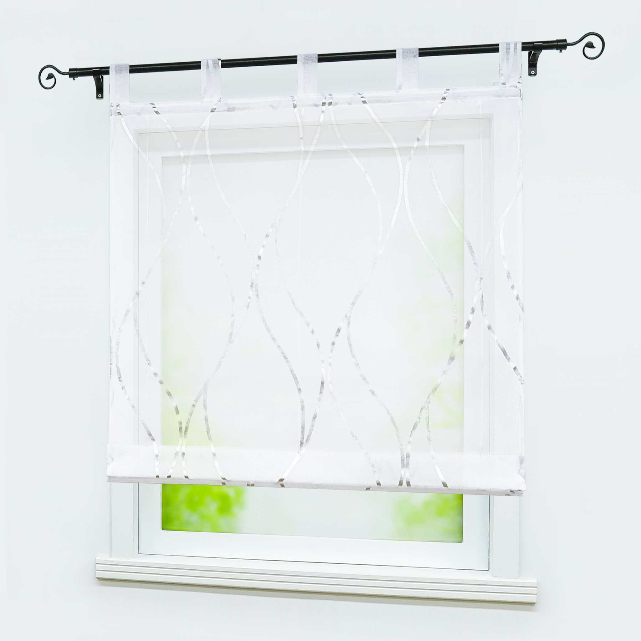 Roman Shade with Subtle Wave Pattern Light-Filtering 1 Piece - Silver, W x H 80 x 150cm