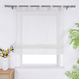 Roman Shade Semi-Sheer Coarse Linen Texture Natural with Tab Tops 1 Piece - sand, W x H 100 x 140cm