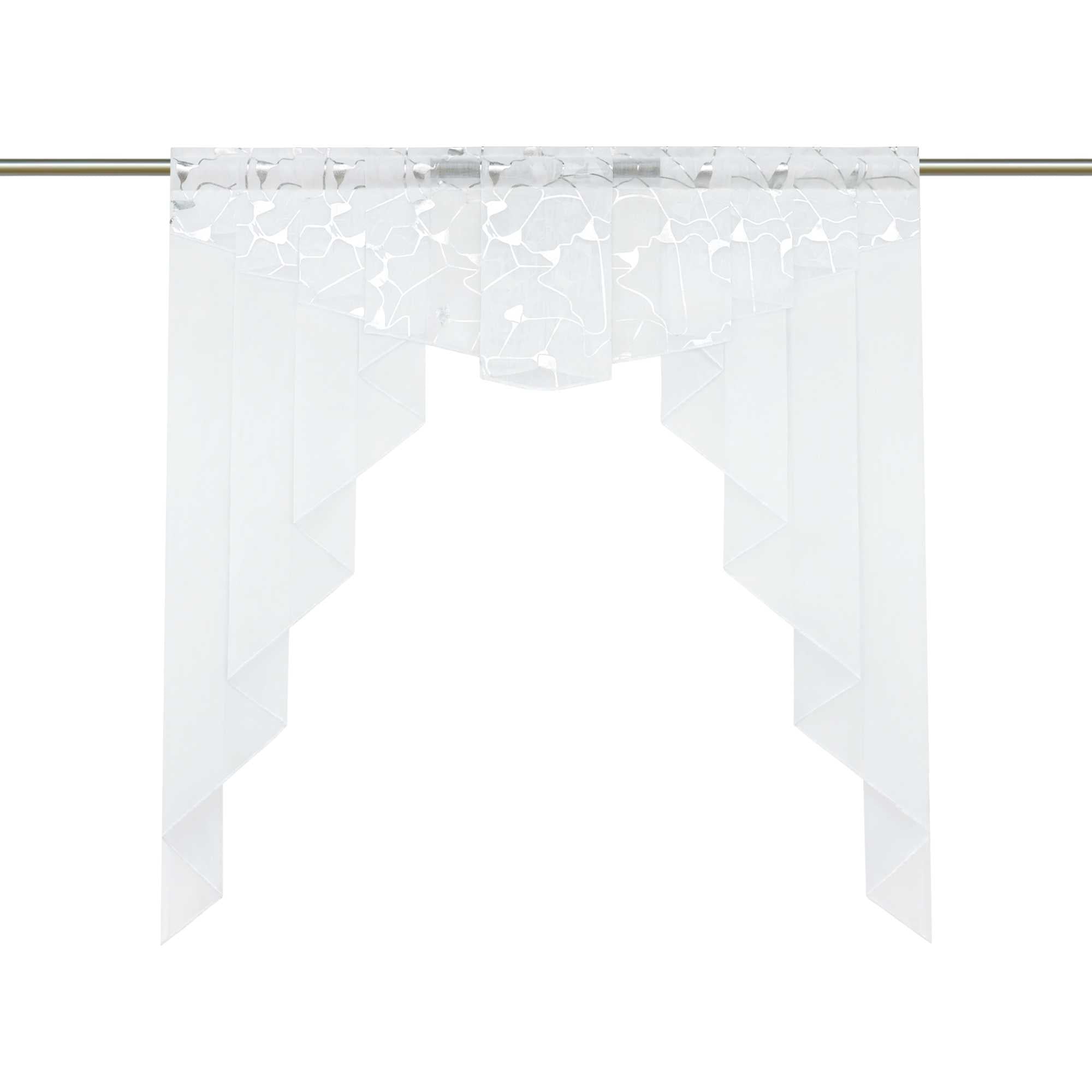 Cafe Curtain Window Valance with Textured Print with Rod Pocket - Silver, W x H 120 x 145cm
