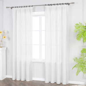 Sheer Curtain with Diamond Embossing with Rings and Curtain Track System 1 Piece - White, W x H 140 x 175cm