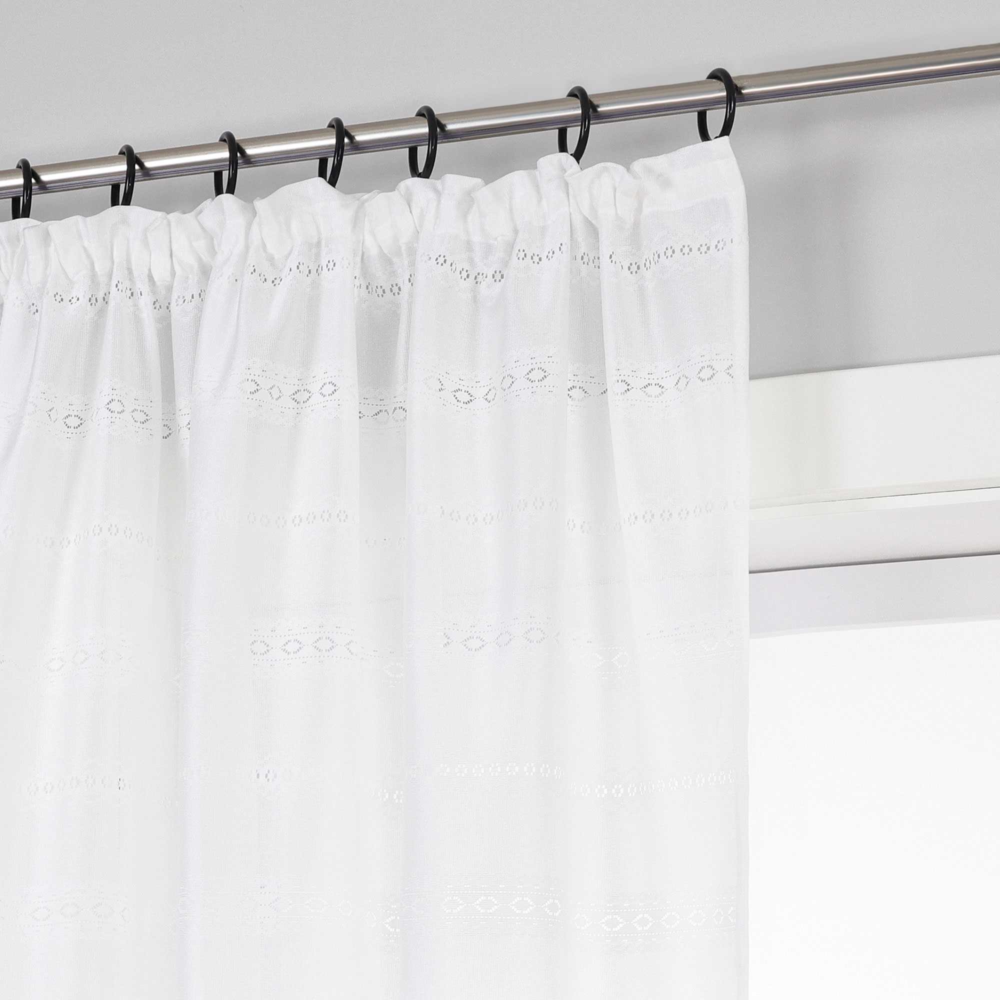 Sheer Curtain with Diamond Embossing with Rings and Curtain Track System 1 Piece