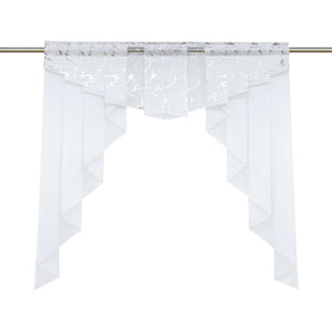 Cafe Curtain Window Valance with Rod Pocket with Marble Pattern - Silver, W x H 100 x 100cm