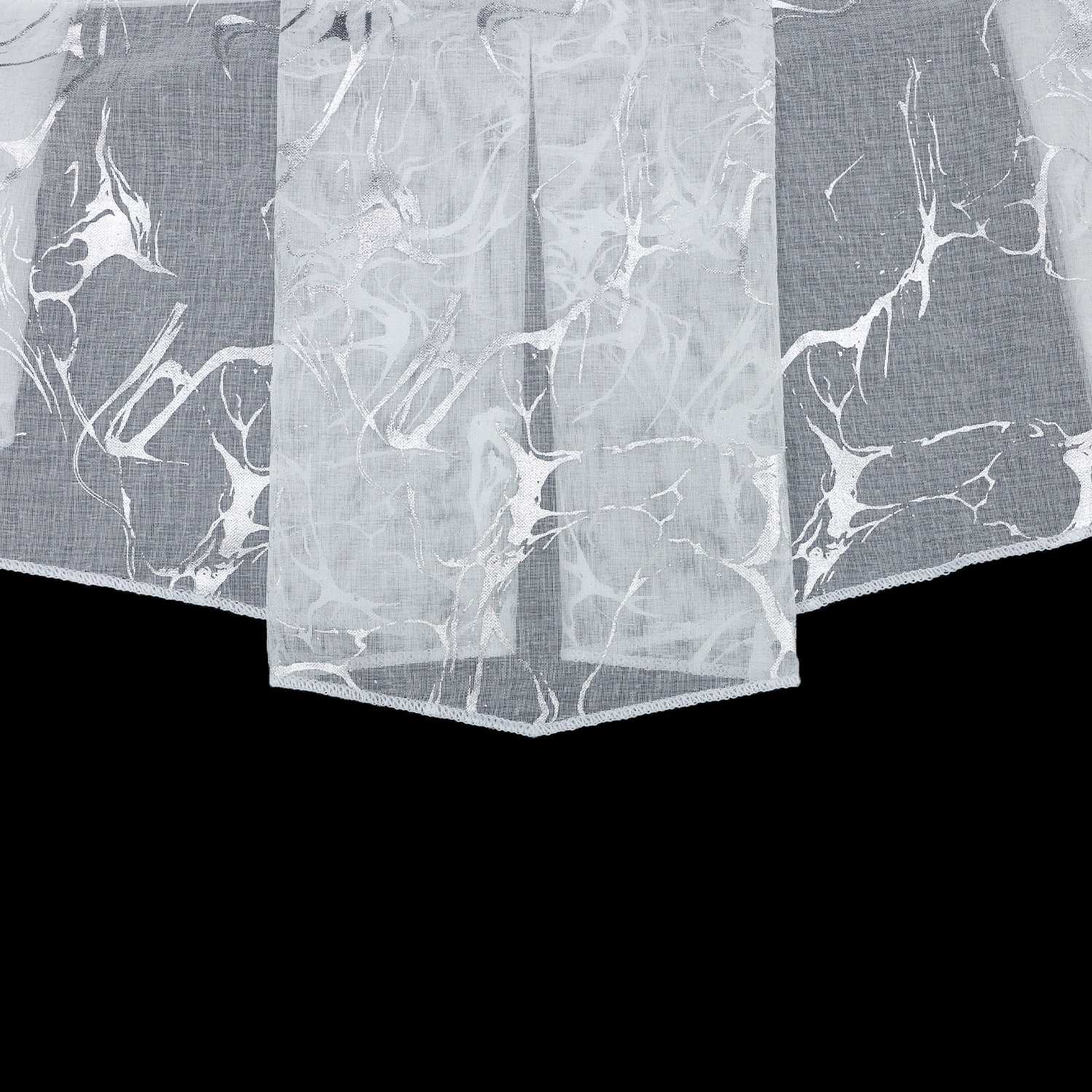 Cafe Curtain Window Valance with Rod Pocket with Marble Pattern - Silver, W x H 140 x 145cm