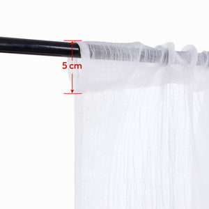 Cafe Curtains Semi-Sheer Natural White Textured Fabric Rod Pocket Set of 2 - White, W x H 90 x 75cm