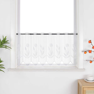 Sheer Cafe Curtain with Tulip Pattern - Sheer, H x W 50 x 150cm