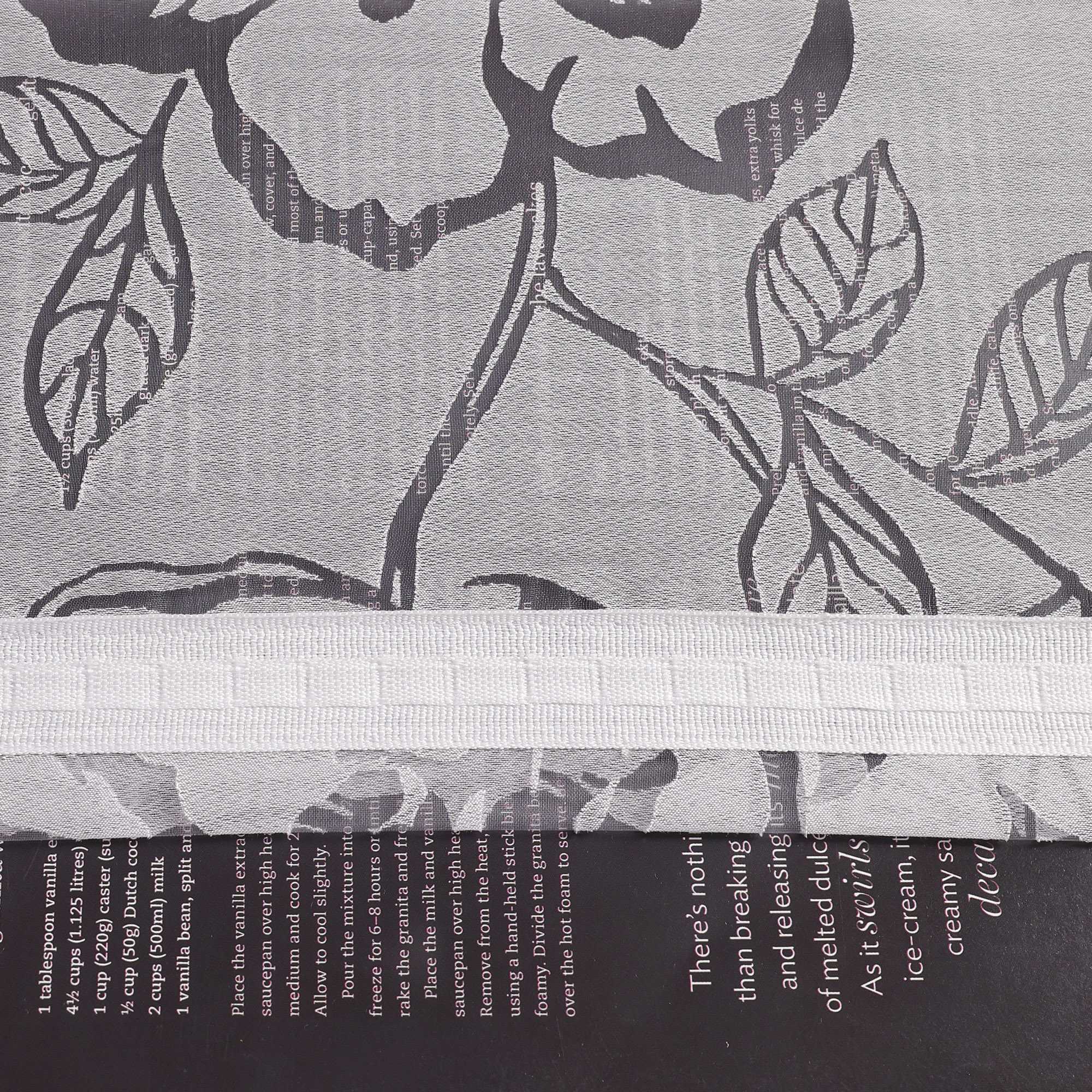 Curtain with Curtain Tape Burnout Fabric with Rose Pattern Sheer White 1 Piece