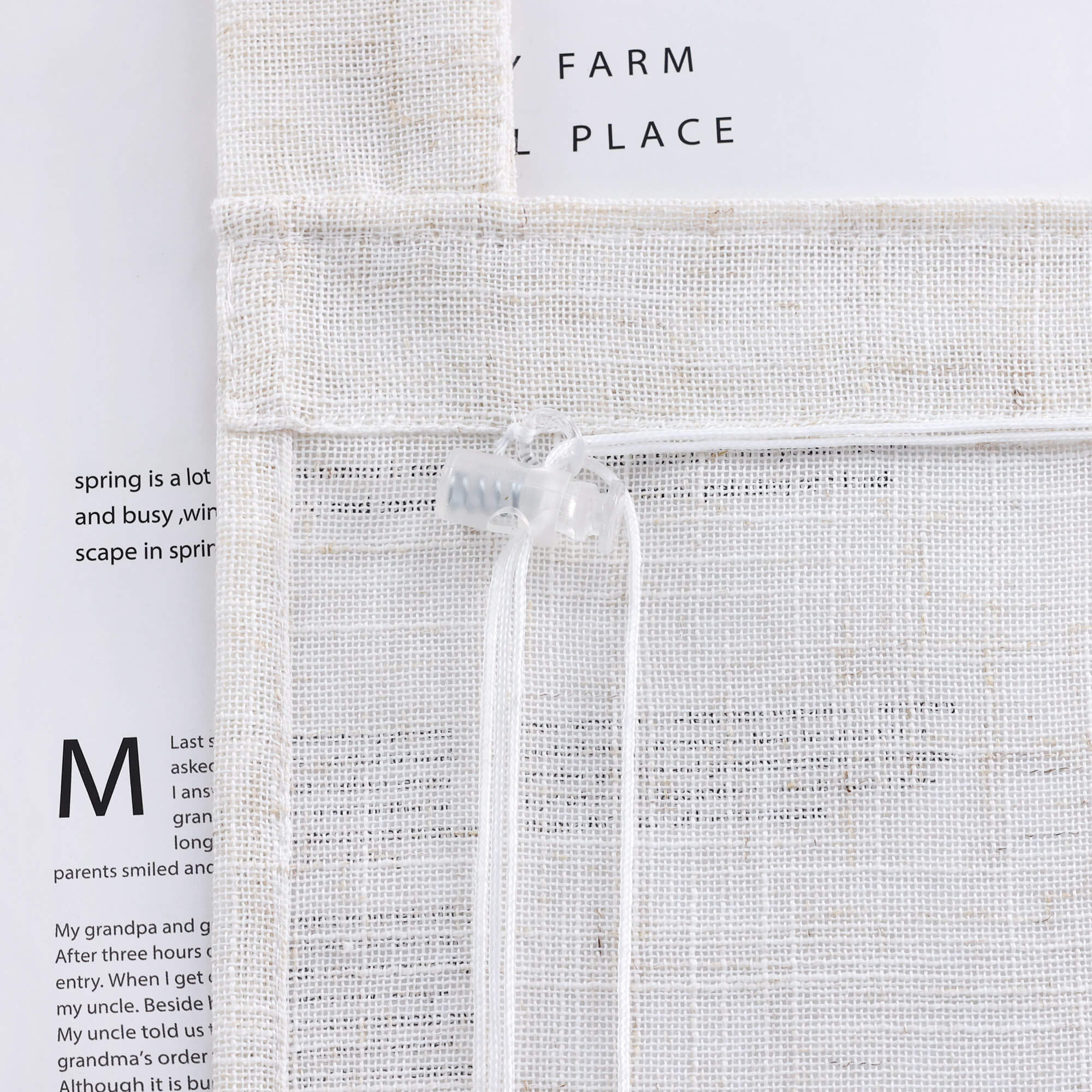 Roman Shade Semi-Sheer Coarse Linen Texture Natural with Tab Tops 1 Piece