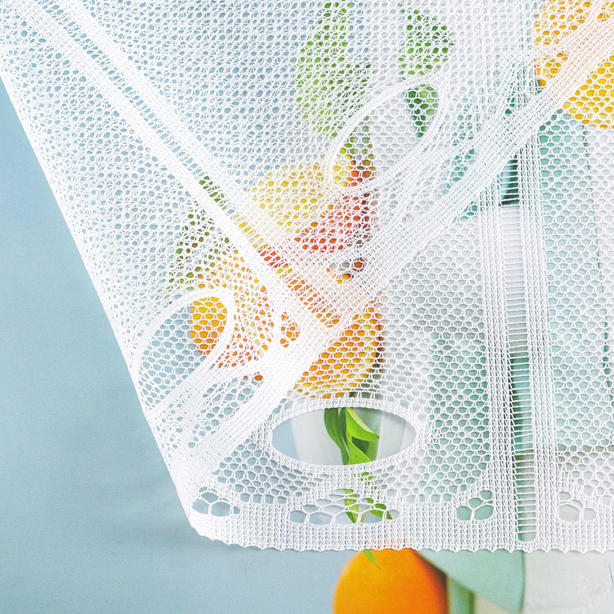 Sheer Cafe Curtain with Tulip Pattern